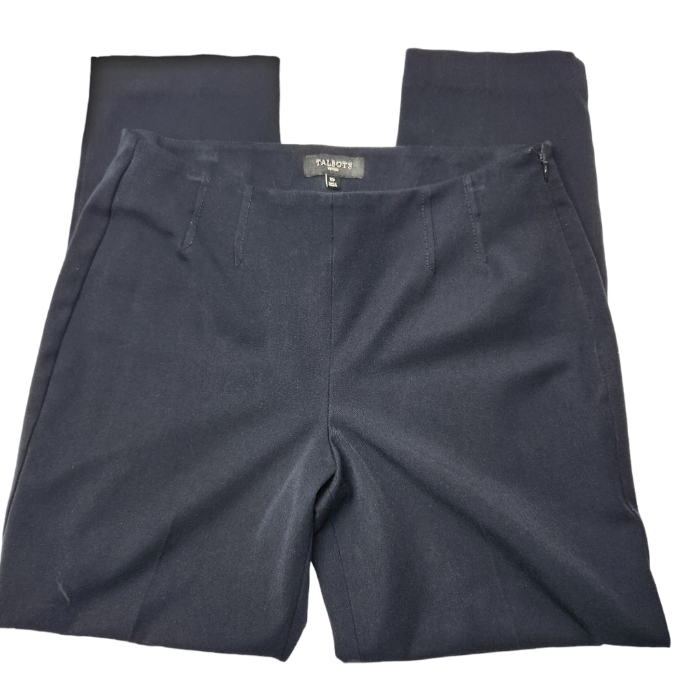 Talbots Pants Straight Leg High Waist Navy Blue, Size 10 Petite - Picture 3 of 14
